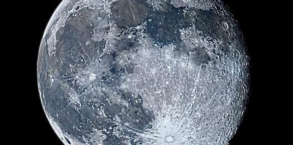 Moon image processed on an iPhone 14 in Adobe Photoshop Express (c) Chris Dabbs