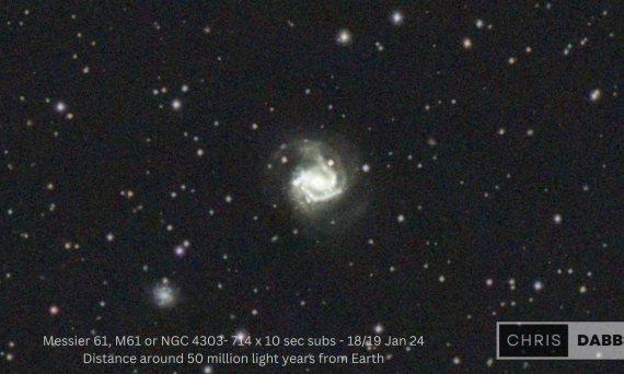 Messier 61, M61 or NGC 4303- 714 x 10 sec subs - 1819 Jan 24