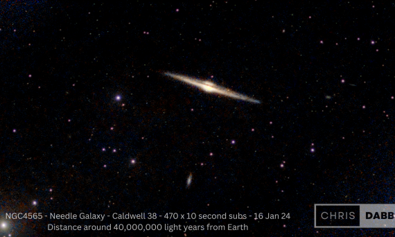 NGC4565 - Needle Galaxy - Caldwell 38 - 470 x 10 second subs - 16 Jan 24