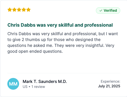 Chris Dabbs author interview testimonial 3